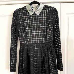 Marco de Vincenzo black and silver lace collard dress